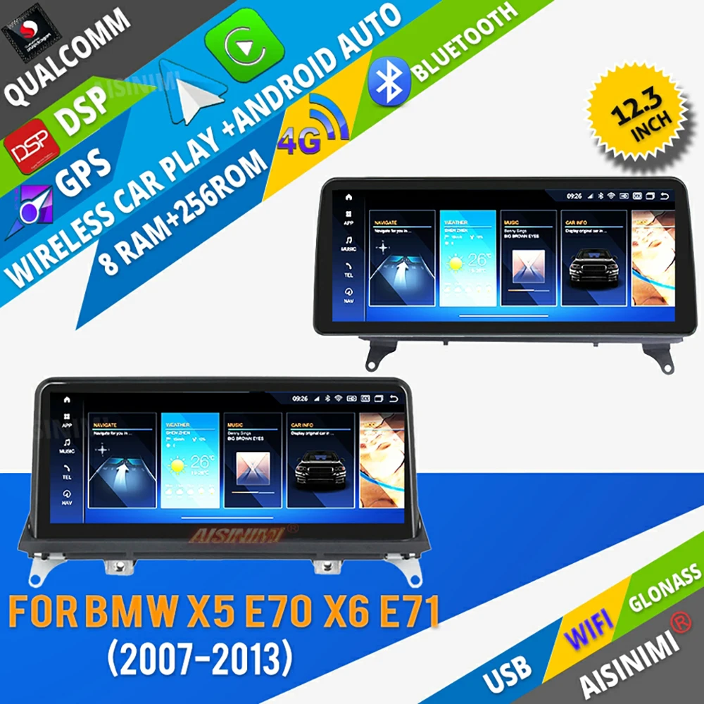 AISINIMI 8 + 256 Qualcomm Android 13 автомобильный Dvd-проигрыватель для BMW X5 E70/X6 E71 (2007-2010) аудио GPS стерео
AISINIMI 8 + 256 Qualcomm Android 13 автомобильный Dvd-проигрыватель для BMW X5 E70/X6 E71 (2007-2010) аудио GPS стерео