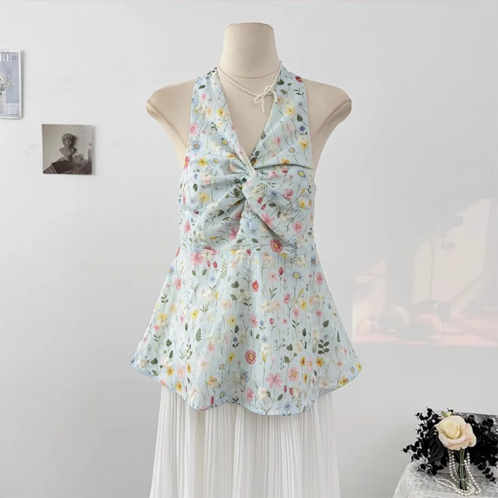 Women Chic sweet Spicy Girl pleated ruffle Backless print Slip Vestidos Slim Sexy Korean Fashion Summer Women Top
Women Chic sweet Spicy Girl pleated ruffle Backless print Slip Vestidos Slim Sexy Korean Fashion Summer Women Top