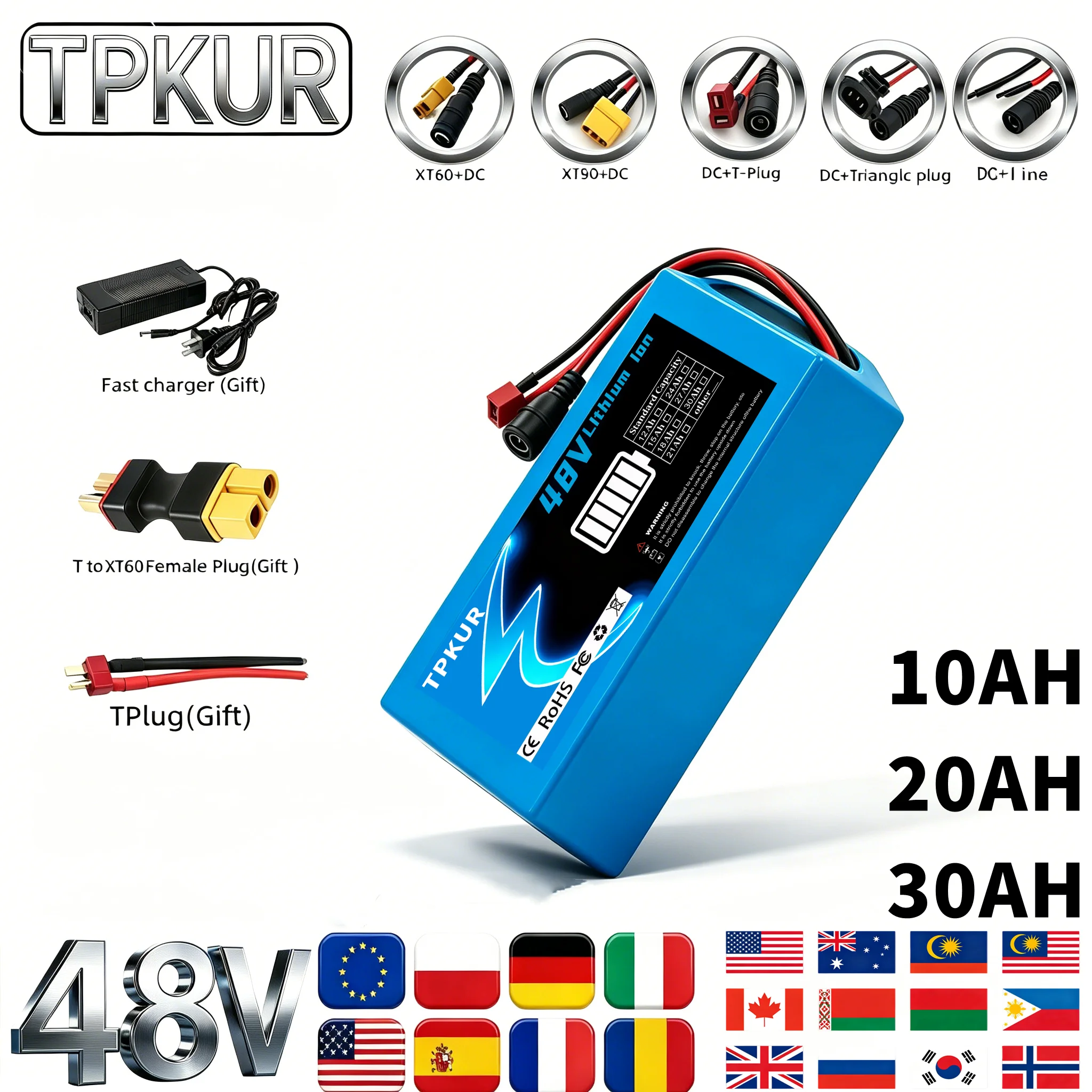 New 18650 Lithium Battery Pack 48V 10AH 20AH 30Ah 13S 2P 4P 6P Built-in BMS High Capacity for 100-1500W Devices
New 18650 Lithium Battery Pack 48V 10AH 20AH 30Ah 13S 2P 4P 6P Built-in BMS High Capacity for 100-1500W Devices