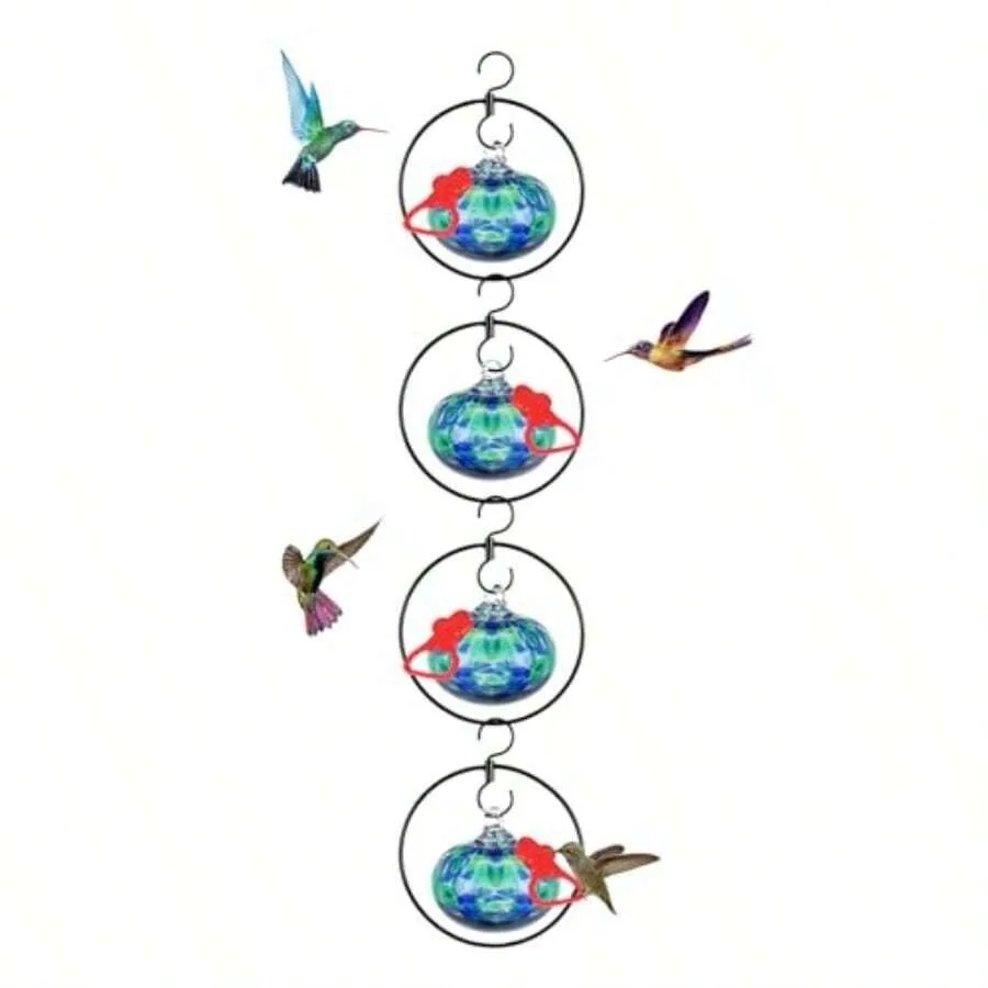4 Pack Circular Hummingbird Feeders For Outdoors Hanging, Hand Blown Glass Hummingbird Feeder With 4 Adjustable Silicone Perch,
4 Pack Circular Hummingbird Feeders For Outdoors Hanging, Hand Blown Glass Hummingbird Feeder With 4 Adjustable Silicone Perch,