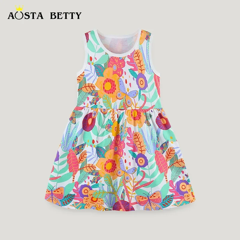 Knit cotton children's dress; summer girl's dress; vest with round neck; cartoon print princess dress.
Knit cotton children's dress; summer girl's dress; vest with round neck; cartoon print princess dress.