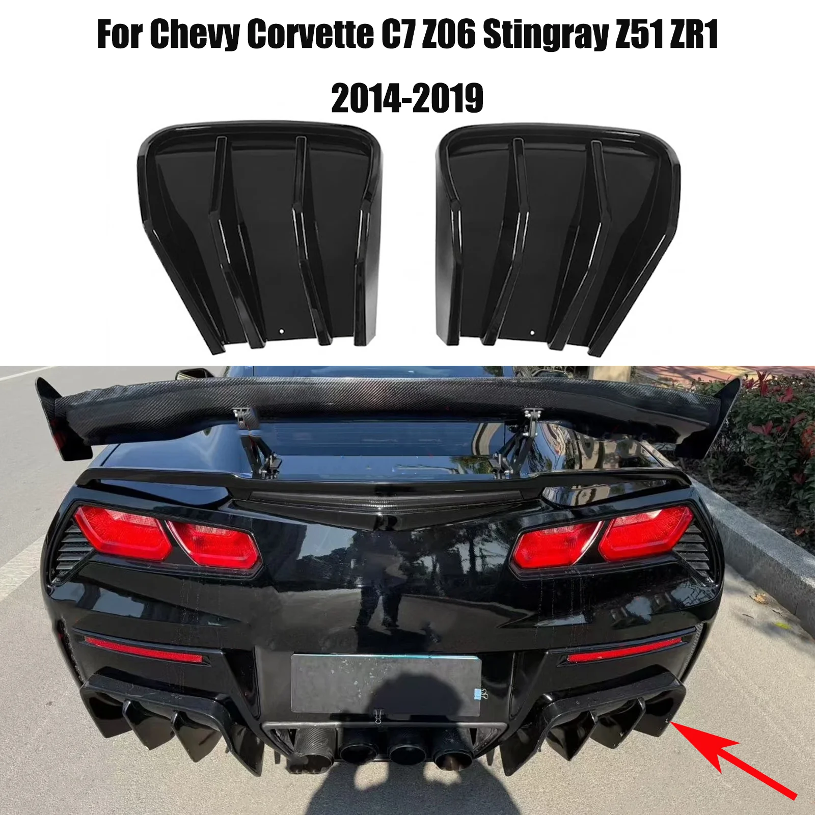 Car Rear Bumper Lip Diffuser Spoiler Splitter For 2014-2019 Chevy Corvette C7 Z06 Stingray Z51 ZR1 2-Door Stage 3 Glossy Black
Car Rear Bumper Lip Diffuser Spoiler Splitter For 2014-2019 Chevy Corvette C7 Z06 Stingray Z51 ZR1 2-Door Stage 3 Glossy Black