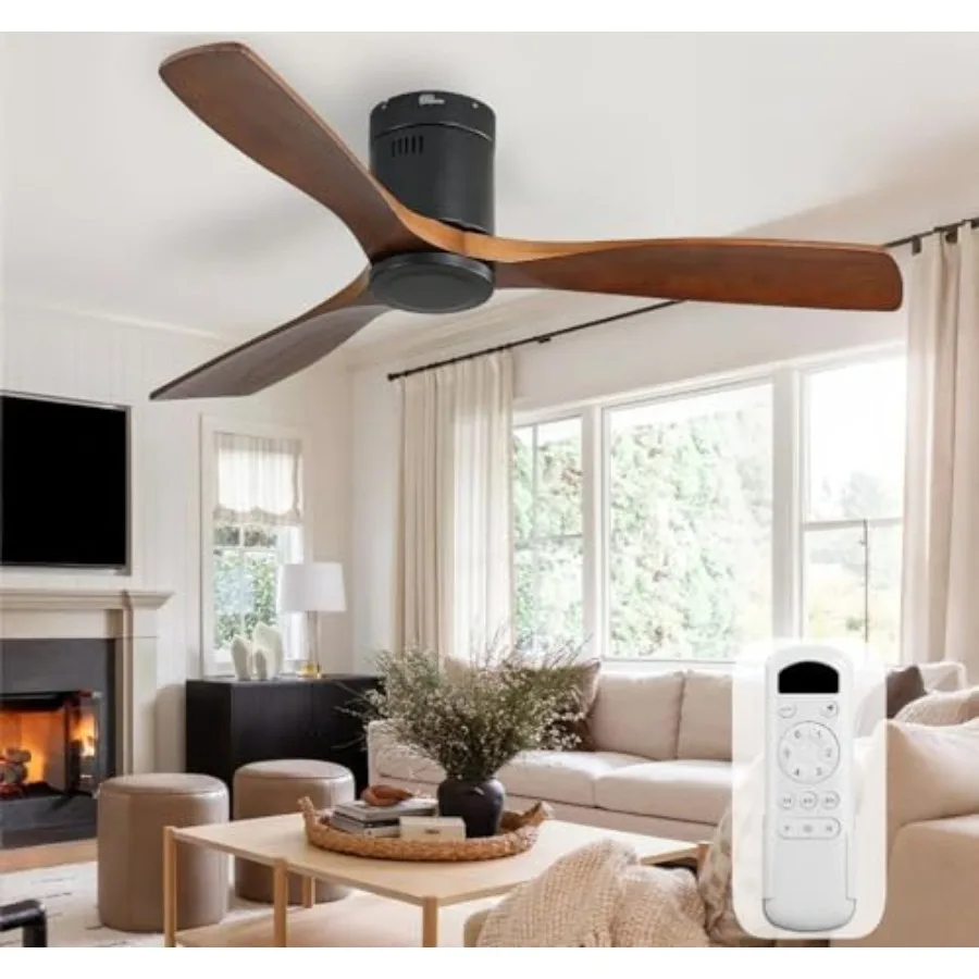 52 Inch Solid Wood Ceiling Fan for Bedroom/Farmhouse/Patio/Indoor, Brown Black, Flush Mount, No Light, with Remote Control
52 Inch Solid Wood Ceiling Fan for Bedroom/Farmhouse/Patio/Indoor, Brown Black, Flush Mount, No Light, with Remote Control