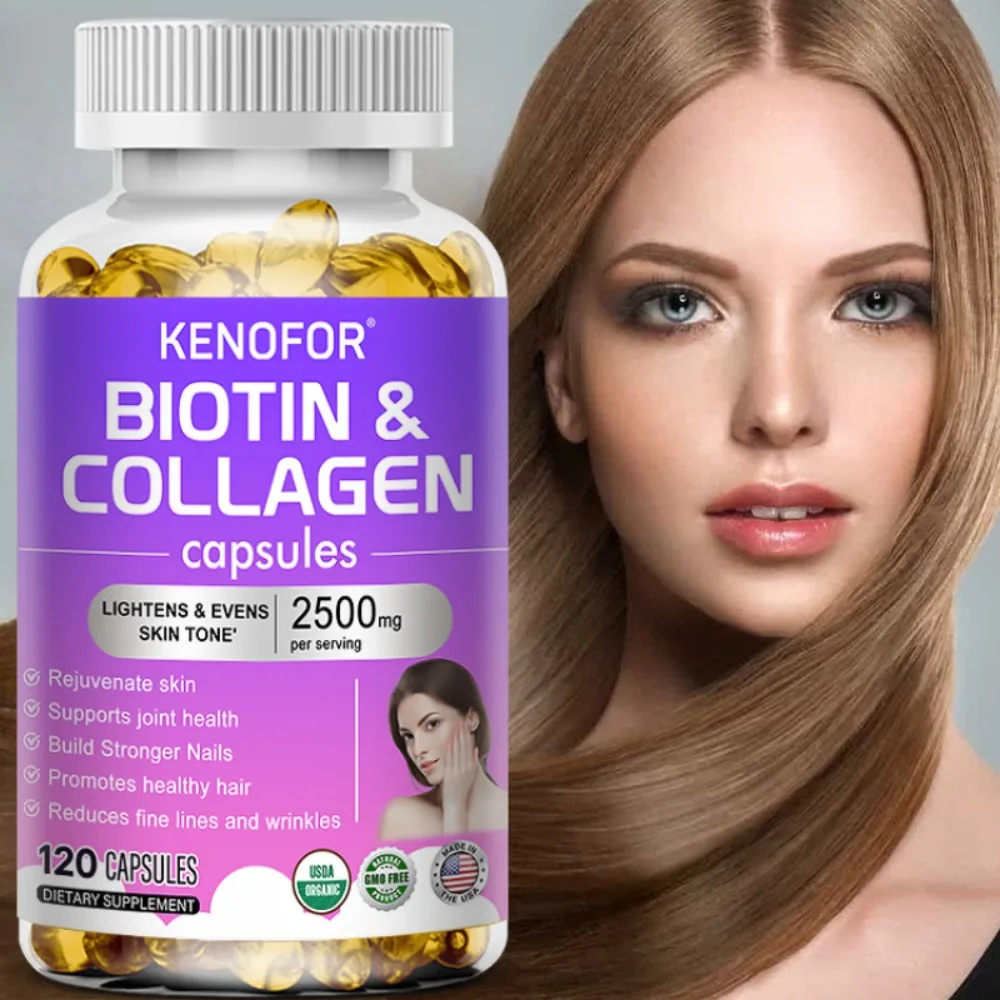 Biotin & Collagen Supplement, 2500 Mg Per Serving, Nails, Shiny Hair, Skin, Vegetarian Capsules Beauty Health
Biotin & Collagen Supplement, 2500 Mg Per Serving, Nails, Shiny Hair, Skin, Vegetarian Capsules Beauty Health