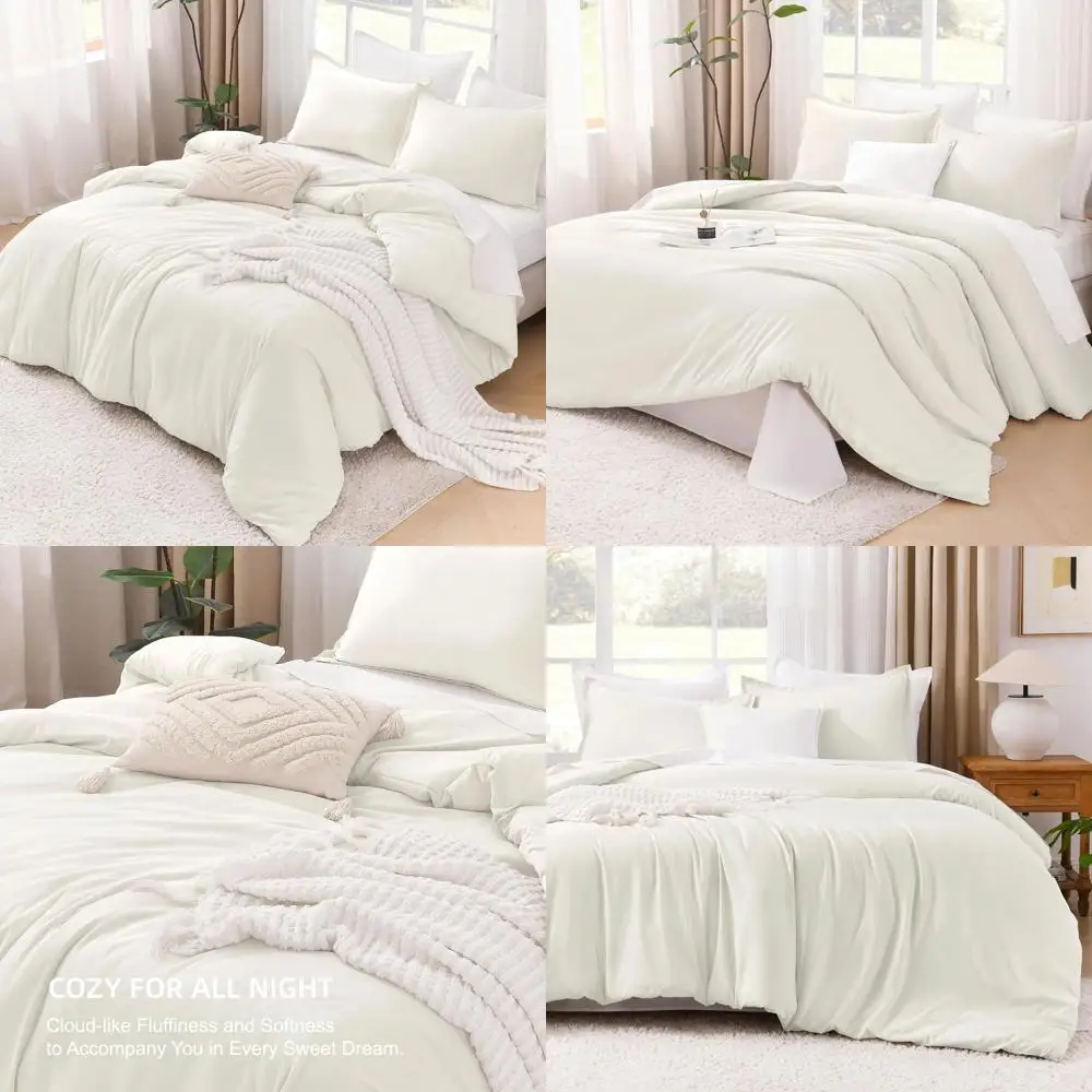 Ivory King Size Oversized Comforter Set, 3-Piece Lightweight Solid Bedding, All Season Fluffy Bed Set with 120x98 Comforter and
Ivory King Size Oversized Comforter Set, 3-Piece Lightweight Solid Bedding, All Season Fluffy Bed Set with 120x98 Comforter and