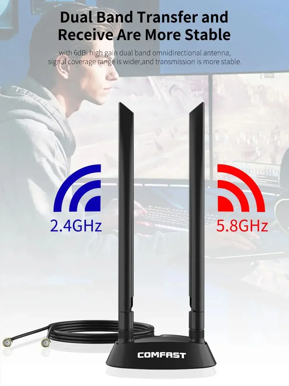 Адаптер Wi-Fi 6E Антенна Интерфейс SMA Двухдиапазонная всенаправленная базовая антенна 6 дБи с высоким коэффициентом усиления Сетевая карта PCI-E 2,4G/5G
Адаптер Wi-Fi 6E Антенна Интерфейс SMA Двухдиапазонная всенаправленная базовая антенна 6 дБи с высоким коэффициентом усиления Сетевая карта PCI-E 2,4G/5G