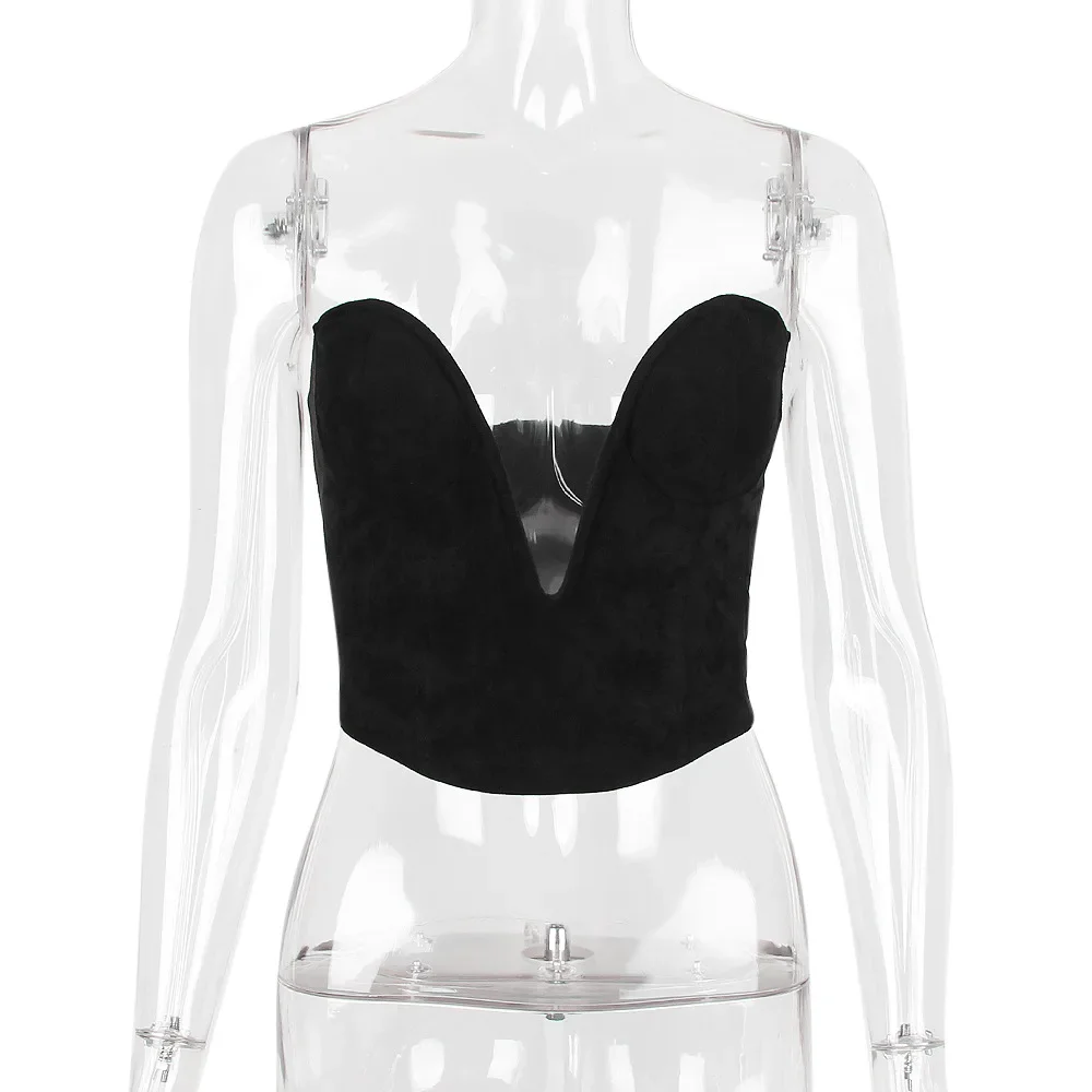 Black Deep V Neck Tight Chest-Wrapped Irregular Velvet Top Tube Top Women's Autumn
Black Deep V Neck Tight Chest-Wrapped Irregular Velvet Top Tube Top Women's Autumn