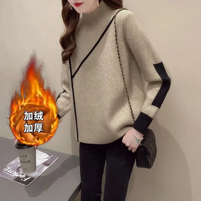 Fashion Loose Fitting Pullovers Women Knitwear 2024 Keep Warm Long Sleeved Female Sweater Half High Collar Lady Knitting Tops
Fashion Loose Fitting Pullovers Women Knitwear 2024 Keep Warm Long Sleeved Female Sweater Half High Collar Lady Knitting Tops