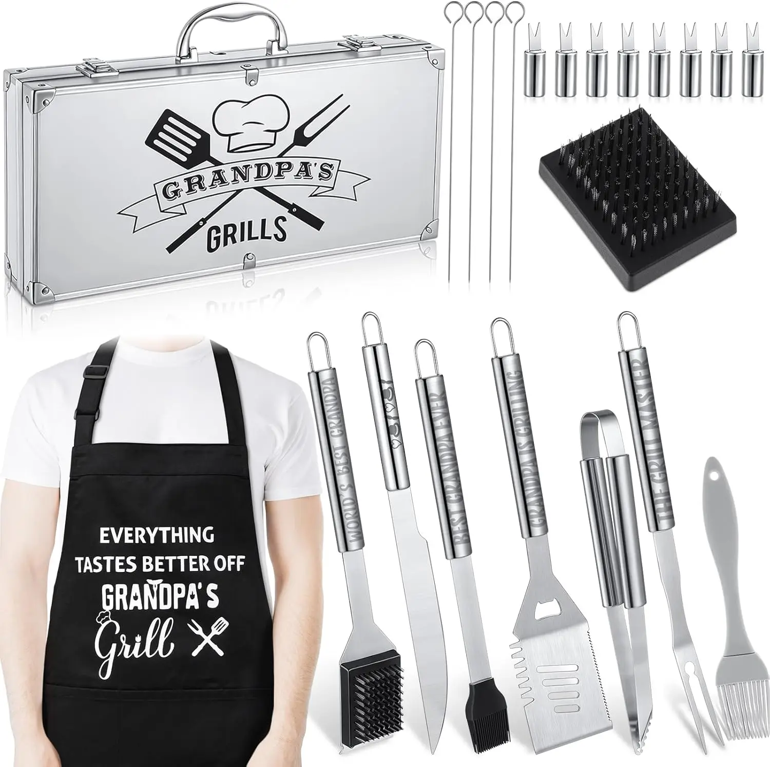 21 Pcs Christmas Father Grilling Gifts - Grill Tool Set Heavy Duty BBQ Grill Accessories Set Xmas Gifts for Grandpa w
21 Pcs Christmas Father Grilling Gifts - Grill Tool Set Heavy Duty BBQ Grill Accessories Set Xmas Gifts for Grandpa w