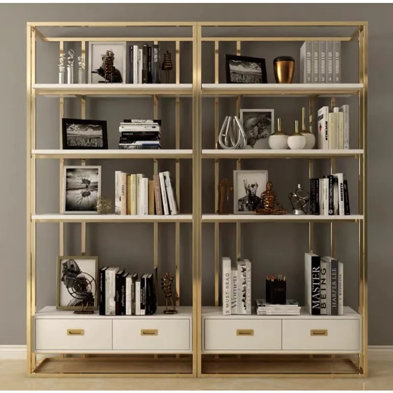 Wrought iron floor rack light luxury stainless steel bookshelf metal display rack
Wrought iron floor rack light luxury stainless steel bookshelf metal display rack