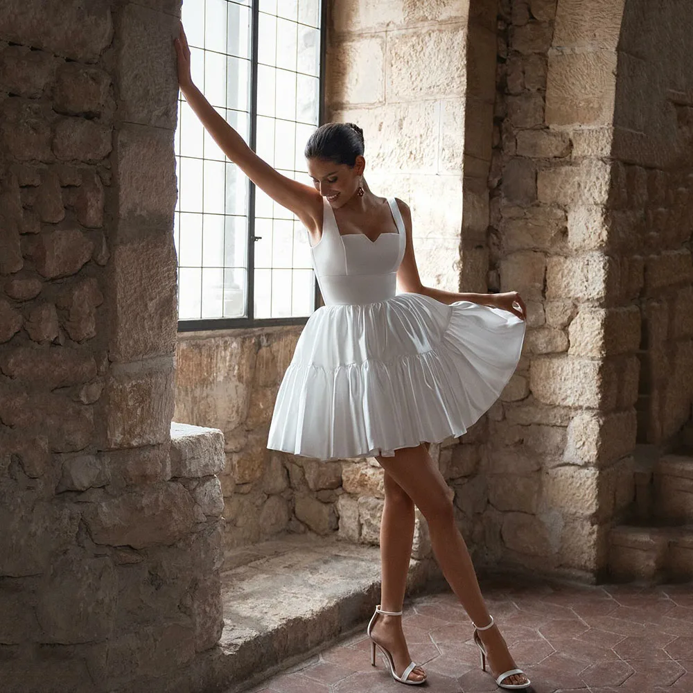 Mini Sexy Wedding Dresses 2025 Spaghetti Straps Bride Dress Short A line Brides Dance Dress Customized Wedding Party Dress
Mini Sexy Wedding Dresses 2025 Spaghetti Straps Bride Dress Short A line Brides Dance Dress Customized Wedding Party Dress