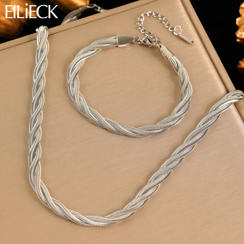 EILIECK 316L Stainless Steel Metal Cross Snake Chain Necklace Bracelet Set For Women New Fashion Collar Waterproof Jewelry Gift
EILIECK 316L Stainless Steel Metal Cross Snake Chain Necklace Bracelet Set For Women New Fashion Collar Waterproof Jewelry Gift
