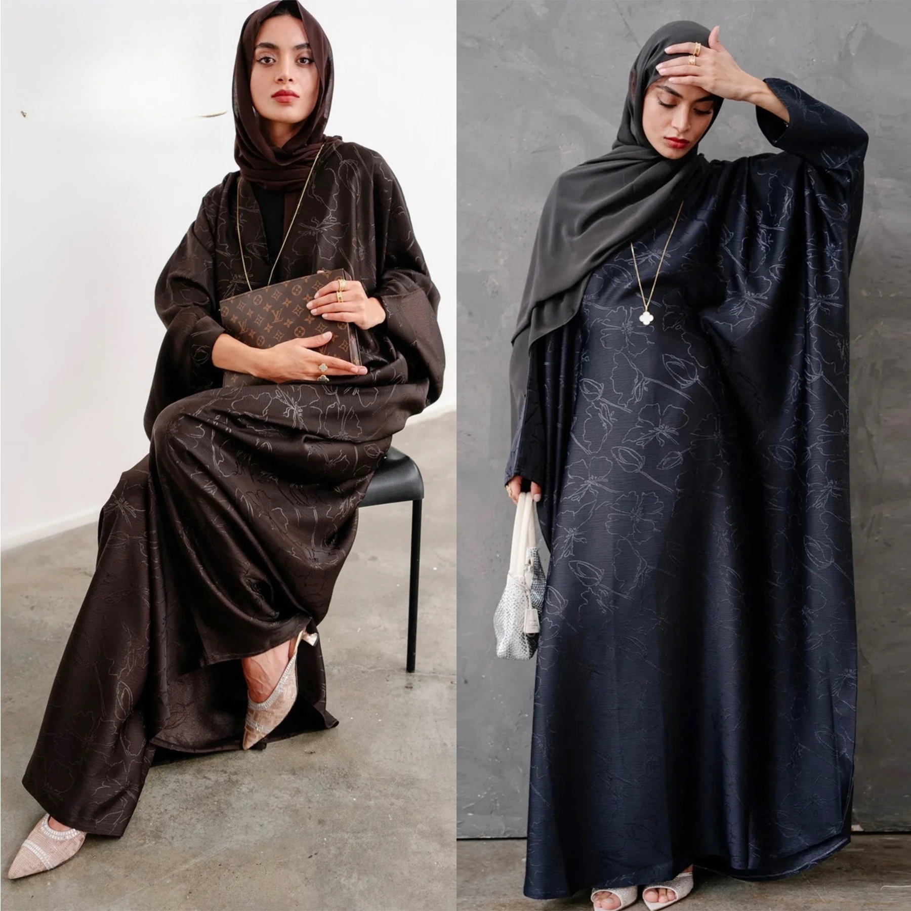 Turkish Fashion Jacquard Abaya Dress Muslim Women Long Sleeve Elegant Outerwear Ramadan Clothing
Turkish Fashion Jacquard Abaya Dress Muslim Women Long Sleeve Elegant Outerwear Ramadan Clothing