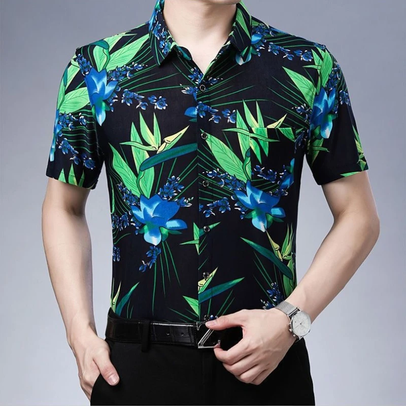 Men's Summer Ice Silk Shirt Short Sleeve Floral Print Casual Button Down Breathable Non Iron Beach Tops
Men's Summer Ice Silk Shirt Short Sleeve Floral Print Casual Button Down Breathable Non Iron Beach Tops