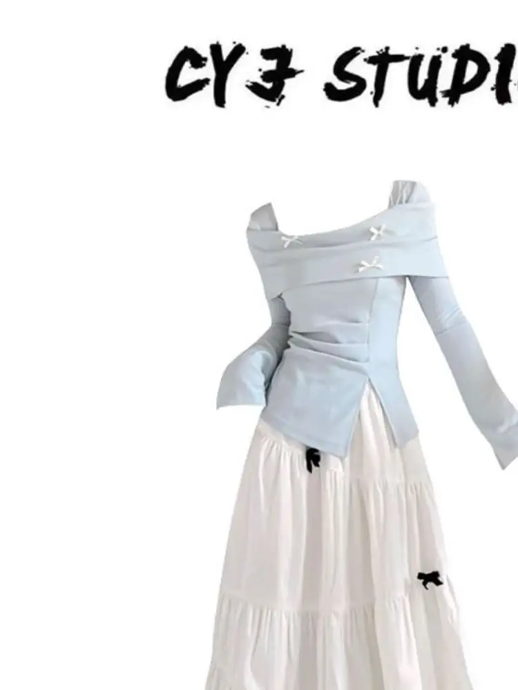 Ele Blue Long Sve High Waist Slim Fit Skirt Set with Knot Design for Middle-Aged Men Autumn Faion
Ele Blue Long Sve High Waist Slim Fit Skirt Set with Knot Design for Middle-Aged Men Autumn Faion