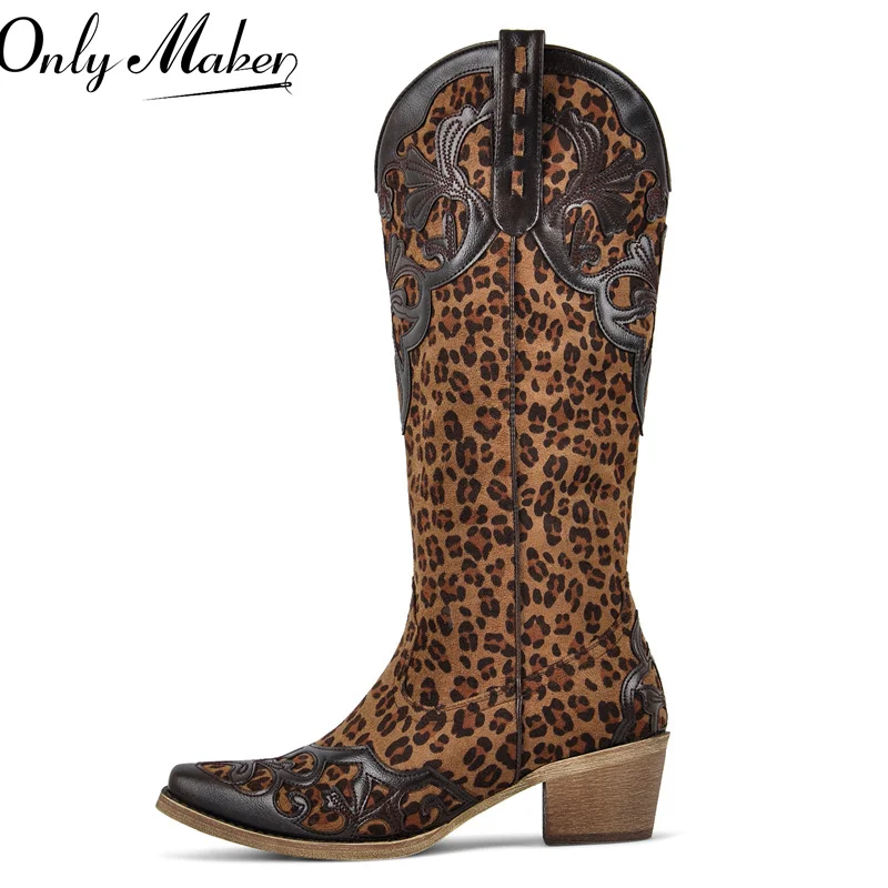 Onlymaker Women Pointed Toe Cow print Pull On Knee High Western Cowgirl Boots Chunky Heel Cowboy Boots
Onlymaker Women Pointed Toe Cow print Pull On Knee High Western Cowgirl Boots Chunky Heel Cowboy Boots