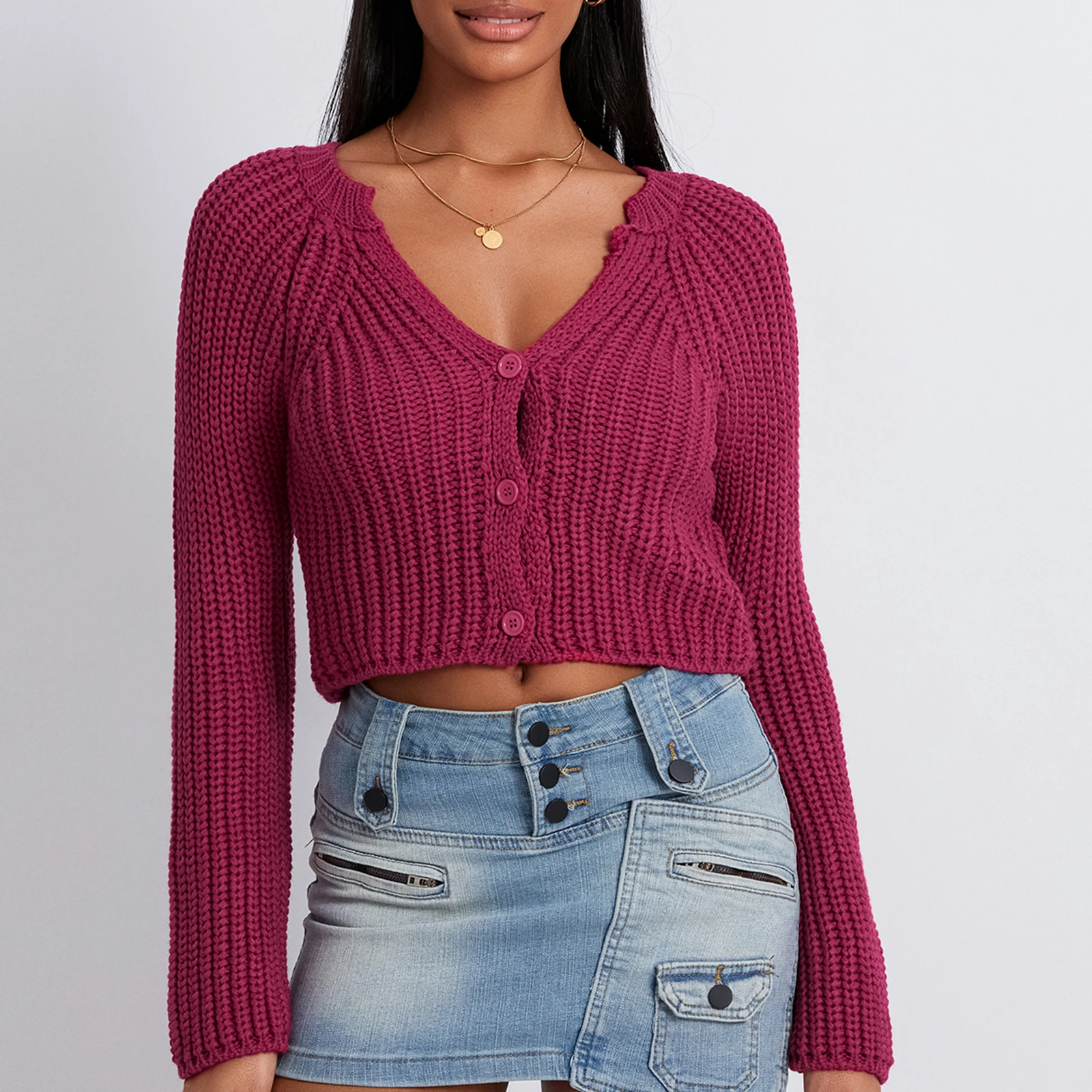 Women's Fashion Cropped Sweaters Casual Solid Color Knitted Button up Cardigans Warm Fall Knitwear for Streetwear
Women's Fashion Cropped Sweaters Casual Solid Color Knitted Button up Cardigans Warm Fall Knitwear for Streetwear