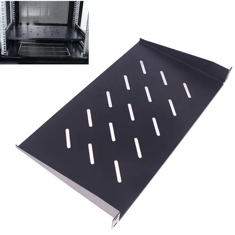 1U Server Rack Shelf, 482.6mm Width, 200/250/300mm Depth, 1.2mm Thickness, Fixed Mounting Tray with Ventilation