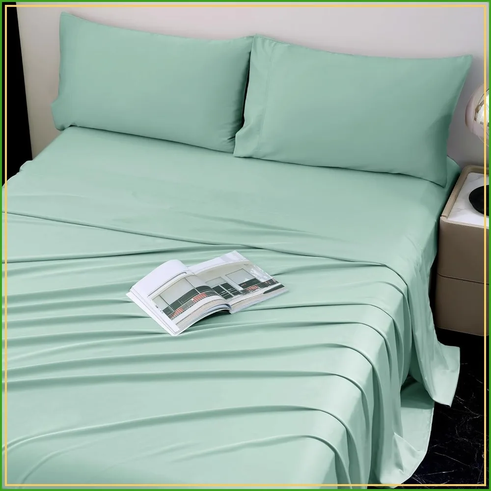 Cooling King Sheets, Bamboo Viscose with Elastic Corner Straps, Light Teal Cold Silky Sheet & Pillowcase Sets for Hot Sleepers
Cooling King Sheets, Bamboo Viscose with Elastic Corner Straps, Light Teal Cold Silky Sheet & Pillowcase Sets for Hot Sleepers