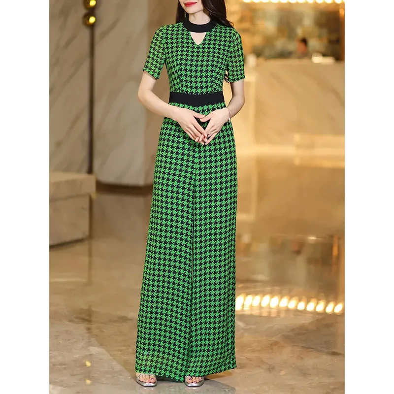 Green Houndstooth Jumpsuit Women's New Slim High-End Temperament Comfortable Jumpsuit Chiffon Wide-Leg Pants Spring And Summer
Green Houndstooth Jumpsuit Women's New Slim High-End Temperament Comfortable Jumpsuit Chiffon Wide-Leg Pants Spring And Summer