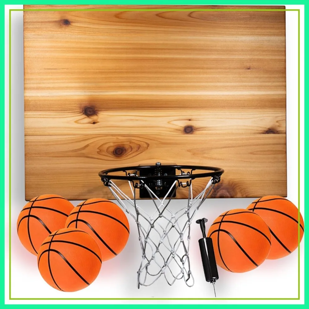 Elite Mini Basketball Hoop & Ball Set, Wall Mount, Indoor Cedar Backboard, 9" Hoop, Net, Pump, 5 Balls
Elite Mini Basketball Hoop & Ball Set, Wall Mount, Indoor Cedar Backboard, 9" Hoop, Net, Pump, 5 Balls