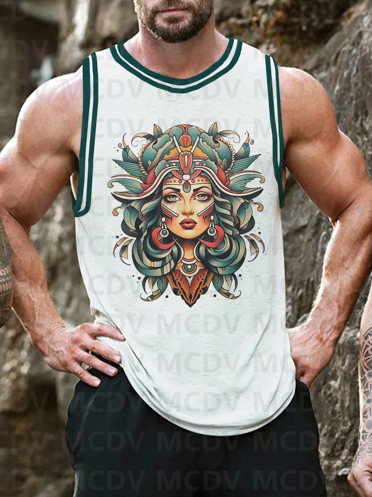 Men's Dark Green Striped Goddess Snake Retro Pattern Print Round Neck Casual Tank Top Men Summer Tops
Men's Dark Green Striped Goddess Snake Retro Pattern Print Round Neck Casual Tank Top Men Summer Tops