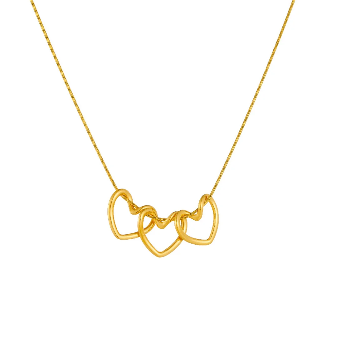 Vintage Fashion Three Love Heart Pendant Female Gold Color Stainless Steel Snake Bone Chain Link Necklace for Women Jewelry Gift
Vintage Fashion Three Love Heart Pendant Female Gold Color Stainless Steel Snake Bone Chain Link Necklace for Women Jewelry Gift