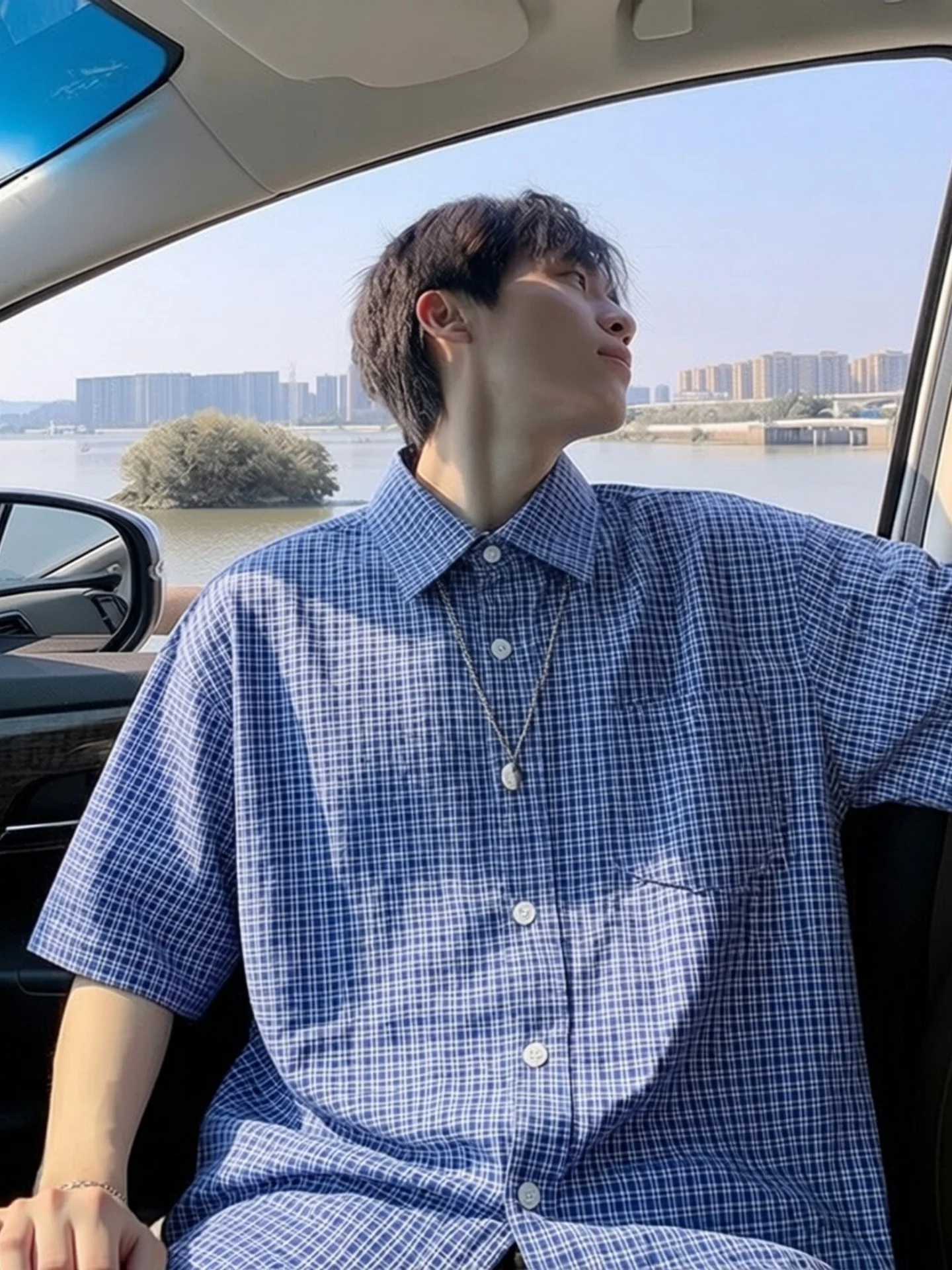 Blue Plaid Short Sleeve Shirt Miu Style Cityboy Casual Layering Men's Fashion Couple's Open Cardigan Casual Spring Summer
Blue Plaid Short Sleeve Shirt Miu Style Cityboy Casual Layering Men's Fashion Couple's Open Cardigan Casual Spring Summer