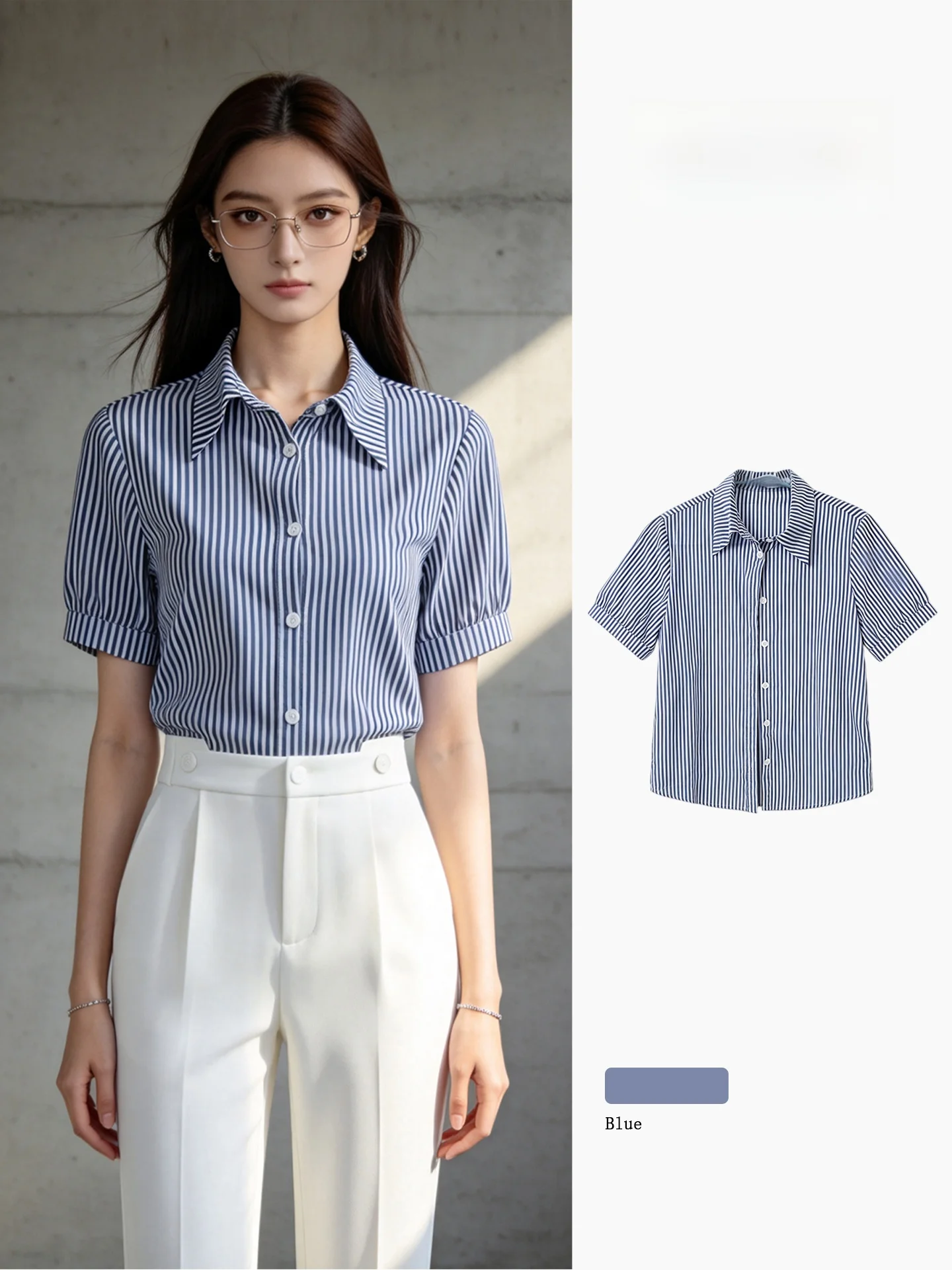 Blue Striped Short Sleeve Shirt Women's Style Commute Fashion Simple Match High Sense Quality Top Polyester Fiber Non-stretch
Blue Striped Short Sleeve Shirt Women's Style Commute Fashion Simple Match High Sense Quality Top Polyester Fiber Non-stretch