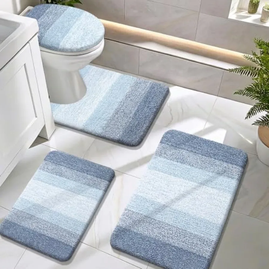 Bathroom Rugs Sets 4 Pcs, Soft Microfiber Absorbent Bath Mat, U-Shaped Contour Toilet Mat and Toilet Lid Cover, Quick Dry, Mach
Bathroom Rugs Sets 4 Pcs, Soft Microfiber Absorbent Bath Mat, U-Shaped Contour Toilet Mat and Toilet Lid Cover, Quick Dry, Mach