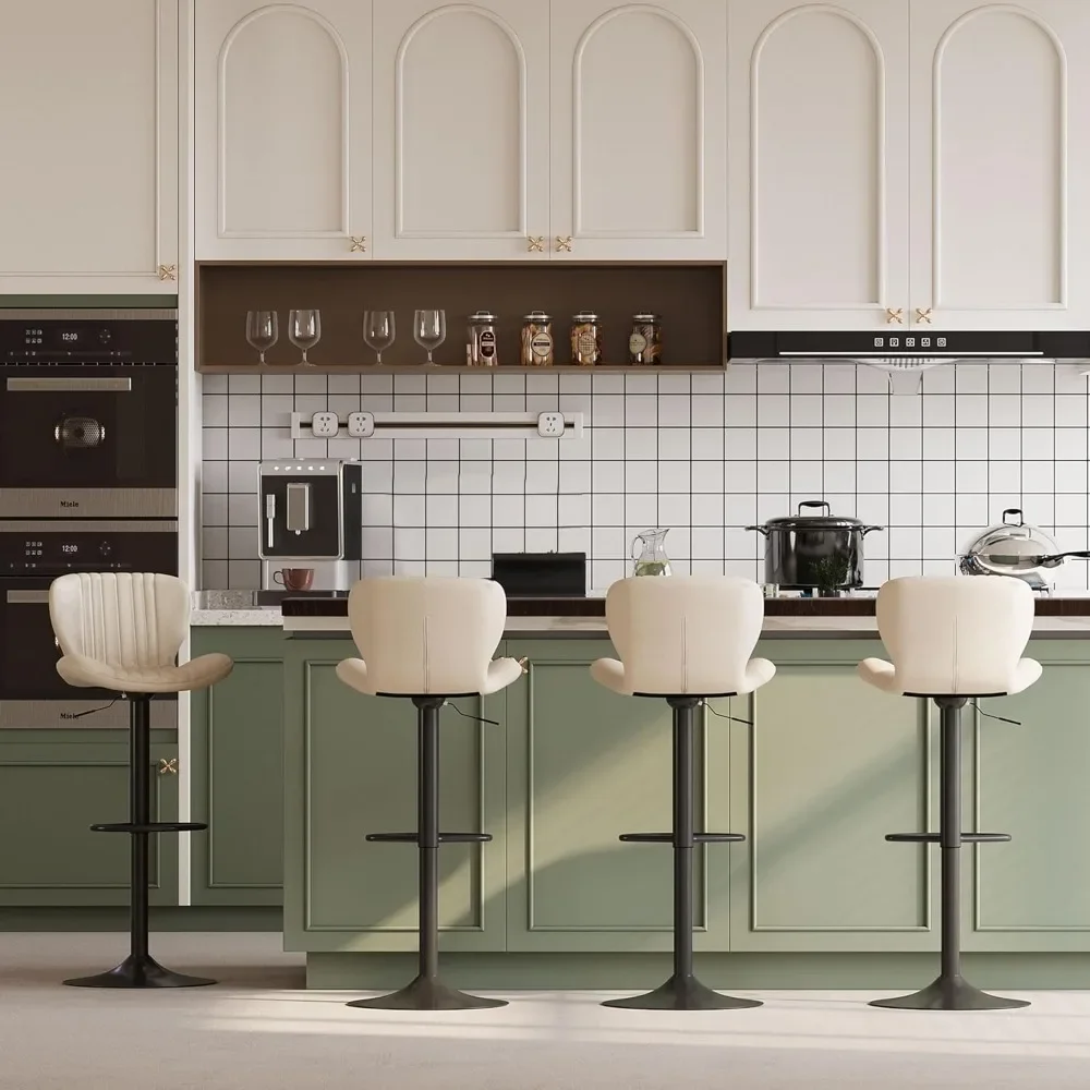 Set of 4 Adjustable Leather Bar Stools - Modern Counter Height Swivel Stools for Kitchen Island (24"-30" Height Adjustable)
Set of 4 Adjustable Leather Bar Stools - Modern Counter Height Swivel Stools for Kitchen Island (24"-30" Height Adjustable)
