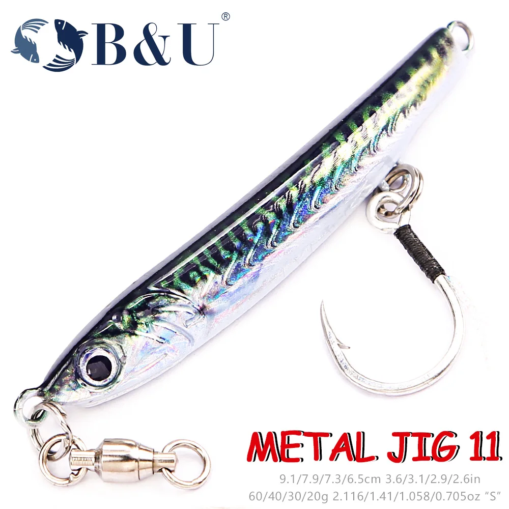 B&U Metal Jig 3D Printed S-shaped Fast Sinking Metal Jig Lure Spoon Saltwater Shore Casting Fishing Lure Vertical 
B&U Metal Jig 3D Printed S-shaped Fast Sinking Metal Jig Lure Spoon Saltwater Shore Casting Fishing Lure Vertical