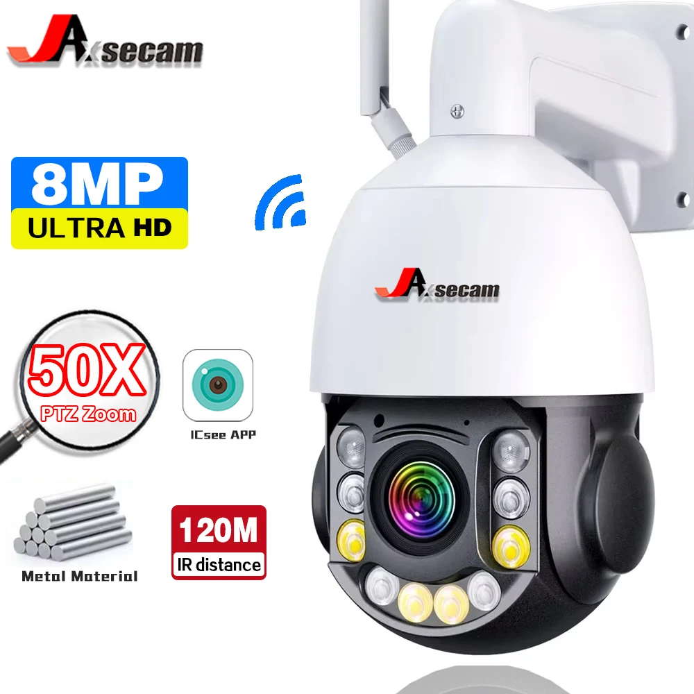 8MP 4K 50X Zoom PTZ IP Camera Wifi CCTV Outdoor AI Human Alarm Onvif Speed Dome Cam 120M IR Distance Surveillance Camera iCSee 
8MP 4K 50X Zoom PTZ IP Camera Wifi CCTV Outdoor AI Human Alarm Onvif Speed Dome Cam 120M IR Distance Surveillance Camera iCSee