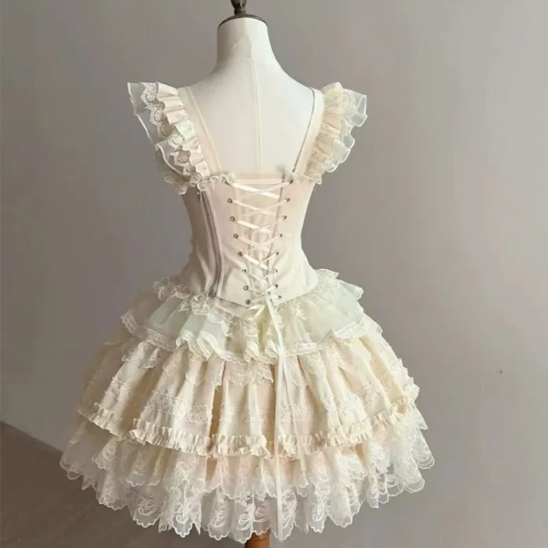 Summer Sweet Style Elegant Woman Dress Lolita Y2k Design Lace Splice Bow Dress Fashion Bandage Retro Female Princess Party Dress
Summer Sweet Style Elegant Woman Dress Lolita Y2k Design Lace Splice Bow Dress Fashion Bandage Retro Female Princess Party Dress