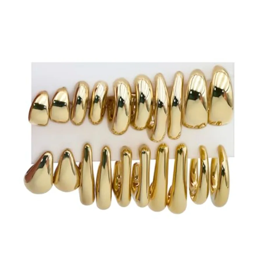 10 Pairs Hypoallergenic Chunky Gold Dangle Earrings for Women Trendy Thick Gold Plated Hoop Earrings Set Lightweight Jewelry
10 Pairs Hypoallergenic Chunky Gold Dangle Earrings for Women Trendy Thick Gold Plated Hoop Earrings Set Lightweight Jewelry