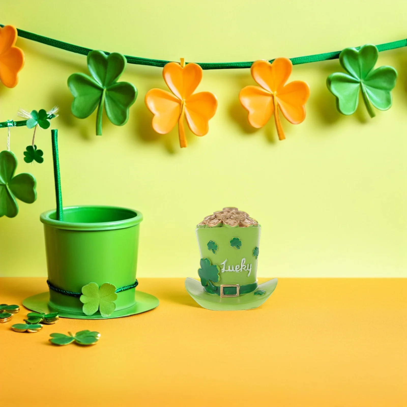 Resin Small Leprechaun Hat Shamrock Centerpiece Tabletop Ornament Saint Patrick's Day Buffet Party Entryway Decor Holiday
Resin Small Leprechaun Hat Shamrock Centerpiece Tabletop Ornament Saint Patrick's Day Buffet Party Entryway Decor Holiday