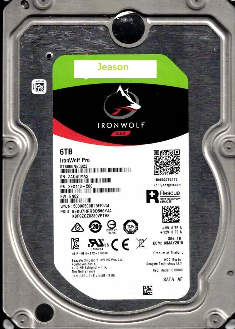 Новый внутренний жесткий диск ST6000NE0023 IronWolf Pro 7200 об/мин, 3,5 дюйма, 256 Мб 6 Тб
Новый внутренний жесткий диск ST6000NE0023 IronWolf Pro 7200 об/мин, 3,5 дюйма, 256 Мб 6 Тб