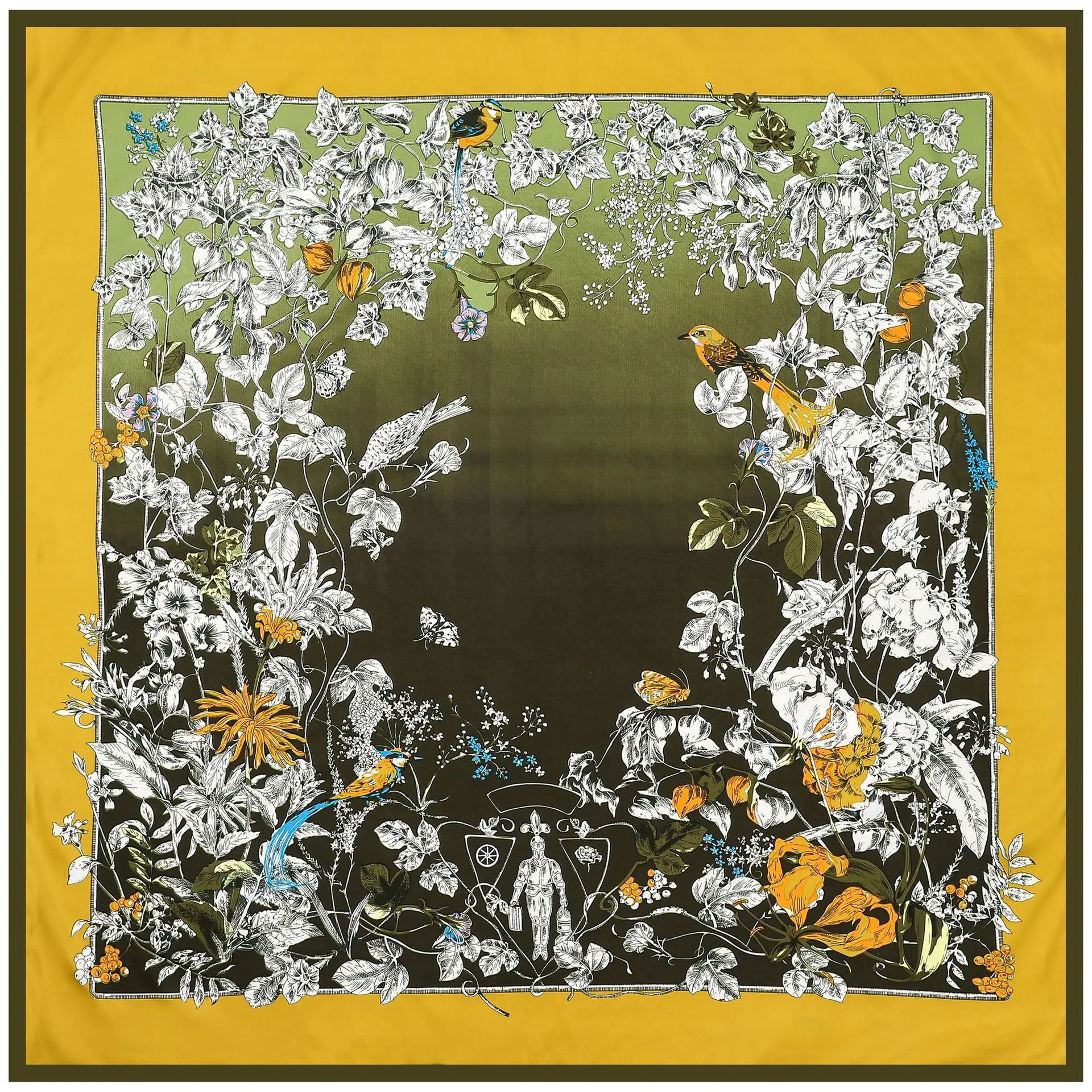 130*130cm Luxury Floral Bird Printed Square Scarf 100% Twill Silk Bandana Foulard Female Neckerchief Hijab Echarpes Wraps
130*130cm Luxury Floral Bird Printed Square Scarf 100% Twill Silk Bandana Foulard Female Neckerchief Hijab Echarpes Wraps