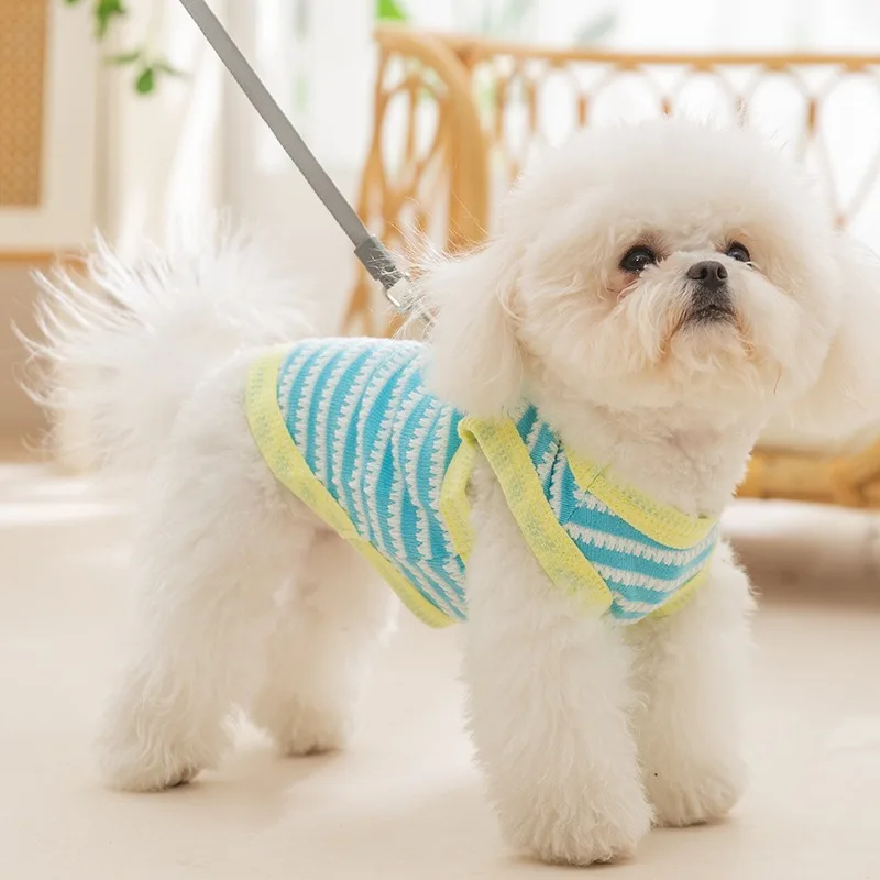 Blue Striped Pet Vest Summer Puppy Clothes Yorkshire Hollow Out T-Shirt Traction T-Shirt Small and Medium Dogs Cool Clothes
Blue Striped Pet Vest Summer Puppy Clothes Yorkshire Hollow Out T-Shirt Traction T-Shirt Small and Medium Dogs Cool Clothes