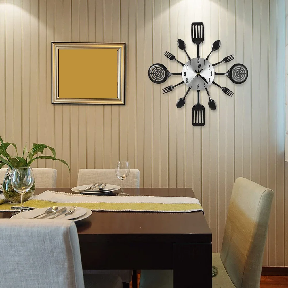 16 Inch Large Kitchen Wall Clocks with Spoons and Forks,3D Tableware Wall Clock Room Home Decoration(Black)
16 Inch Large Kitchen Wall Clocks with Spoons and Forks,3D Tableware Wall Clock Room Home Decoration(Black)