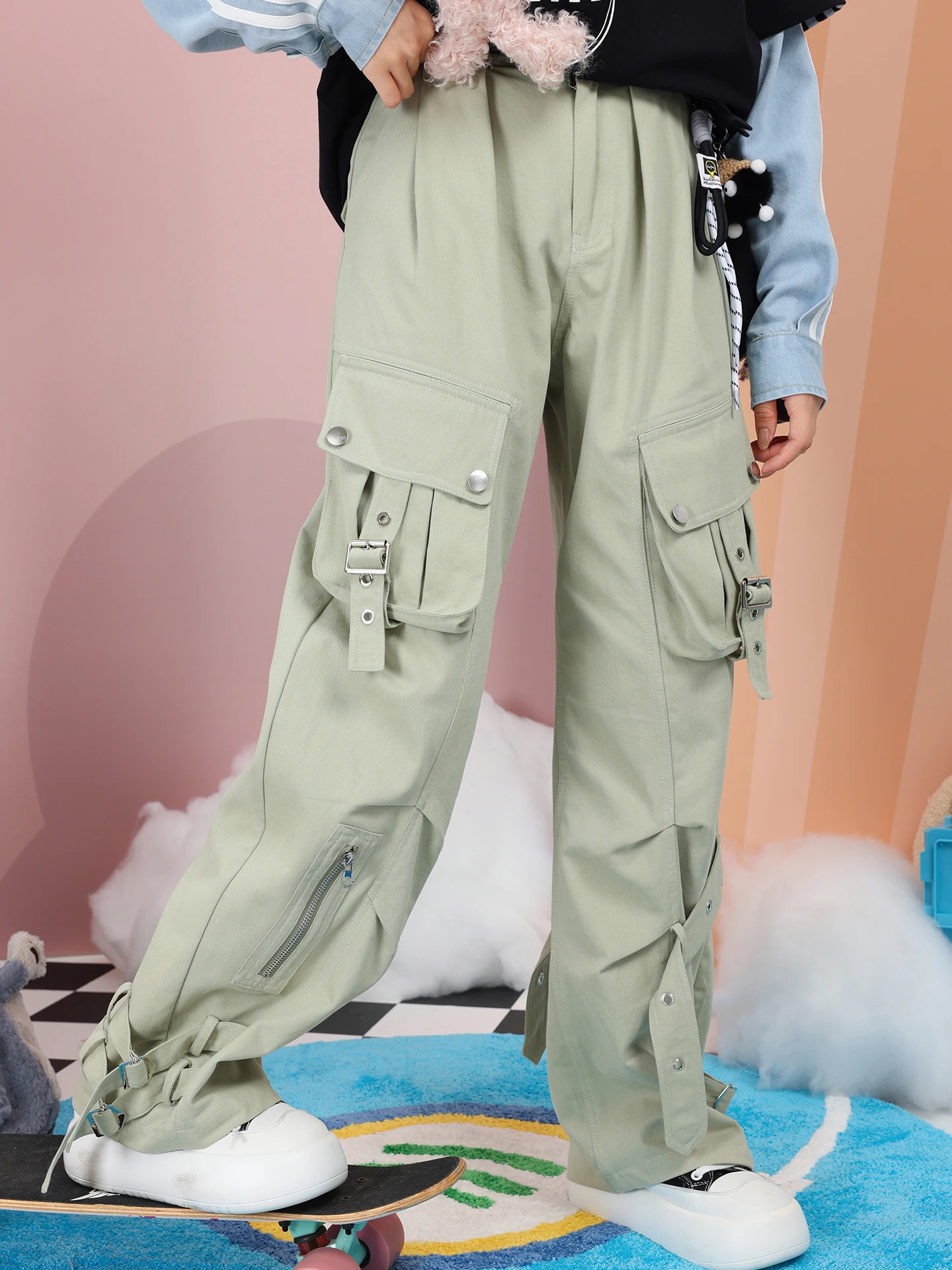 Spring Sweet Cool Girl's Functional Sle Outdoor Straight Leg Trousers Military een Multi-ket Draped Workwear Casual Pants
Spring Sweet Cool Girl's Functional Sle Outdoor Straight Leg Trousers Military een Multi-ket Draped Workwear Casual Pants