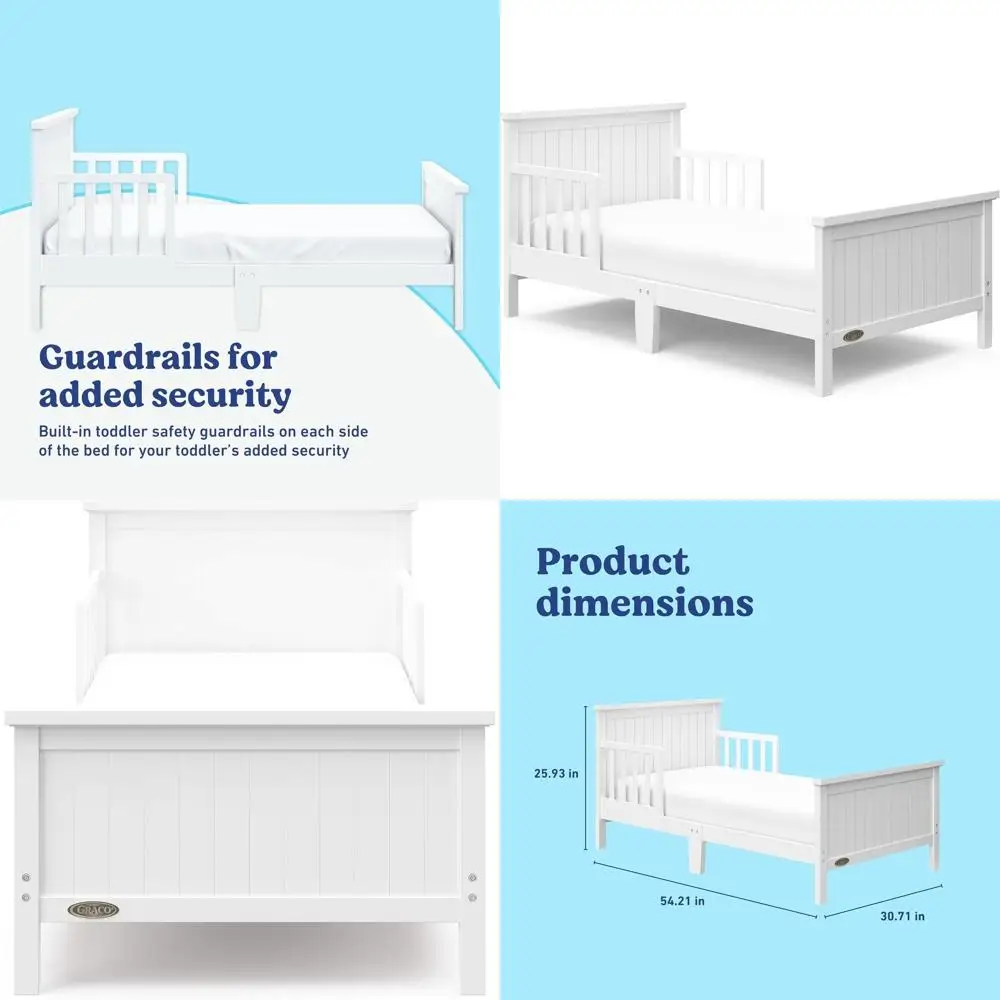White Toddler Bed with GREENGUARD Gold Certification, Full-Size Crib Conversion, Safety Rails, and Solid Wood Construction
White Toddler Bed with GREENGUARD Gold Certification, Full-Size Crib Conversion, Safety Rails, and Solid Wood Construction