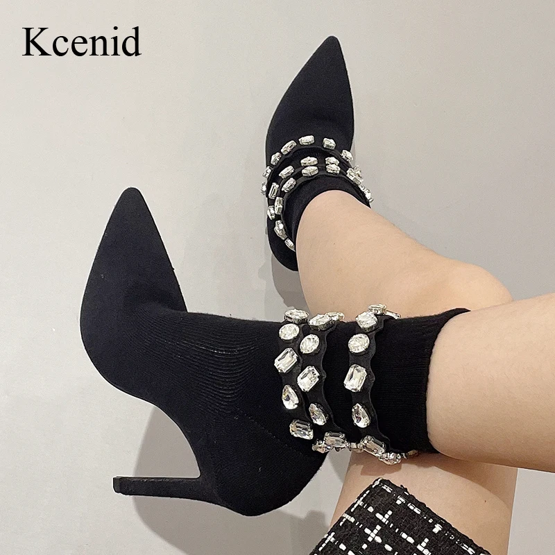 Kcenid 2023 New Diamond Crystal Stretch Fabric Women Ankle Boots Sexy Pointed Toe High Heels Fashion Female Socks Pumps Shoes
Kcenid 2023 New Diamond Crystal Stretch Fabric Women Ankle Boots Sexy Pointed Toe High Heels Fashion Female Socks Pumps Shoes