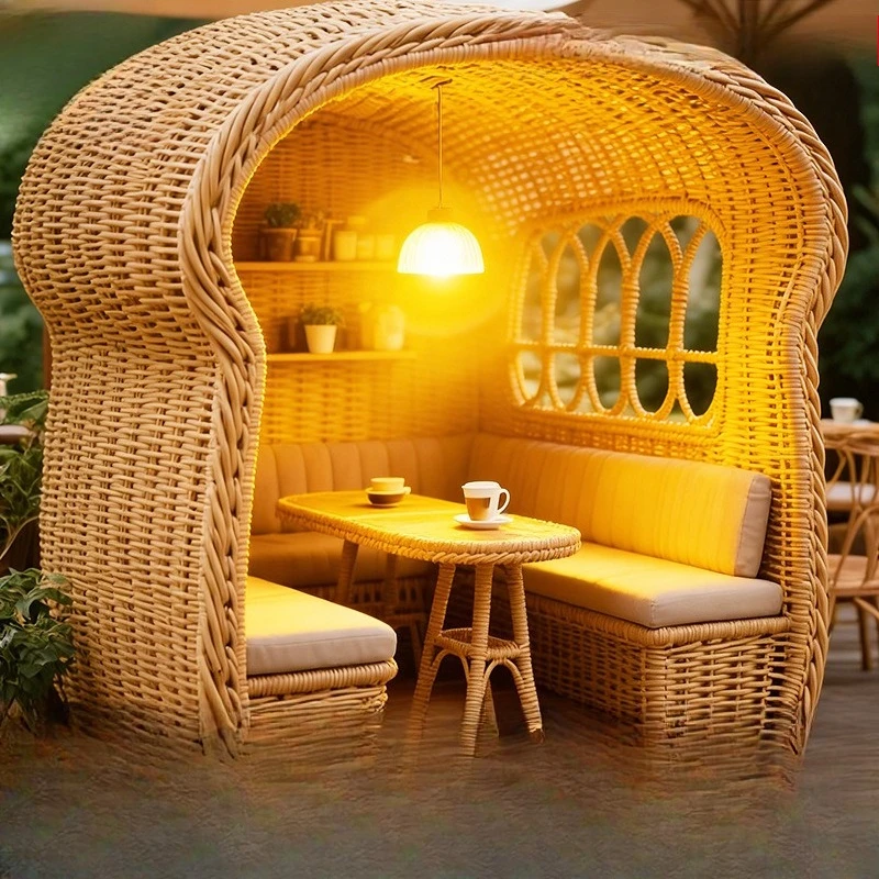 Outdoor leisure courtyard gazebo rattan bread shape gazebo card seat
Outdoor leisure courtyard gazebo rattan bread shape gazebo card seat