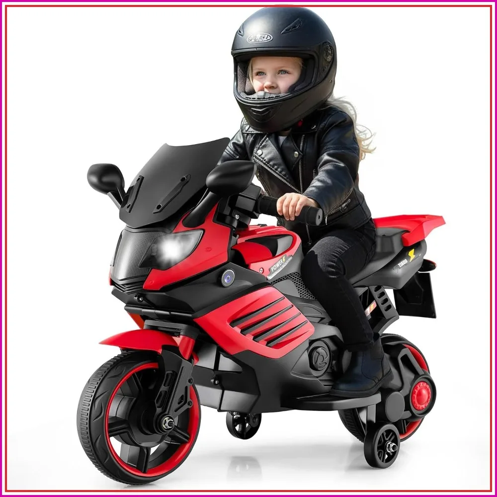 6V Kids Motorcycle with Training Wheels, Horn, Music, Headlight for Boys Girls Aged 3+ (Red)
6V Kids Motorcycle with Training Wheels, Horn, Music, Headlight for Boys Girls Aged 3+ (Red)