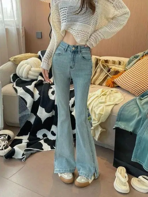 Women's High Waist Flared Jeans Winter Thiened Fce Slimming Light Blue Comfortable Bootcut Denim Pants Casual Sle
Women's High Waist Flared Jeans Winter Thiened Fce Slimming Light Blue Comfortable Bootcut Denim Pants Casual Sle
