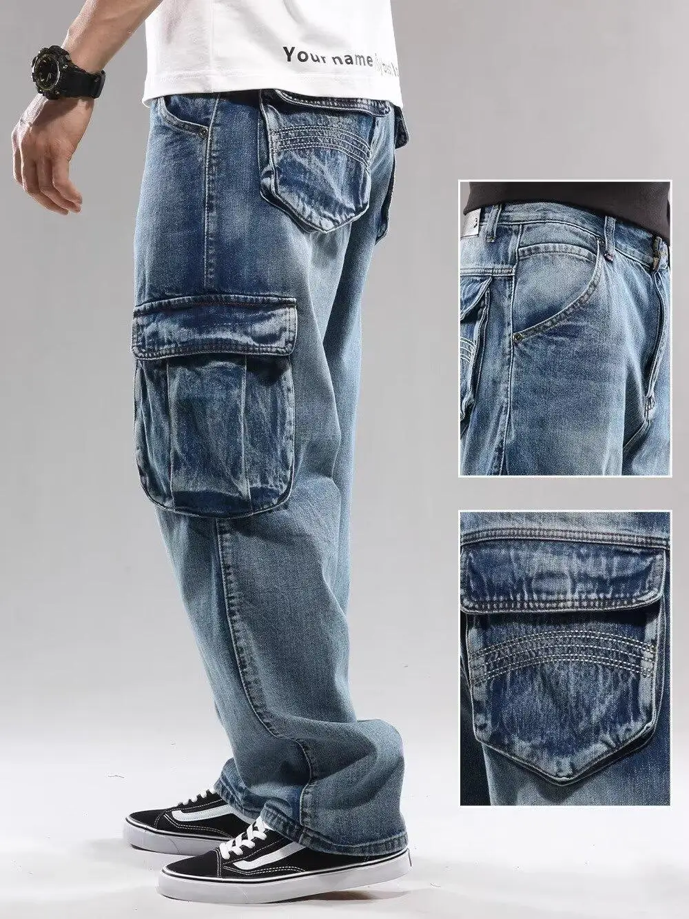 American Style Heavyweight Men's Jeans Wide Leg Loose Fit Large Size Multiple Pockets Workwear Washed Casual Long Trousers Tr...
American Style Heavyweight Men's Jeans Wide Leg Loose Fit Large Size Multiple Pockets Workwear Washed Casual Long Trousers Tr...