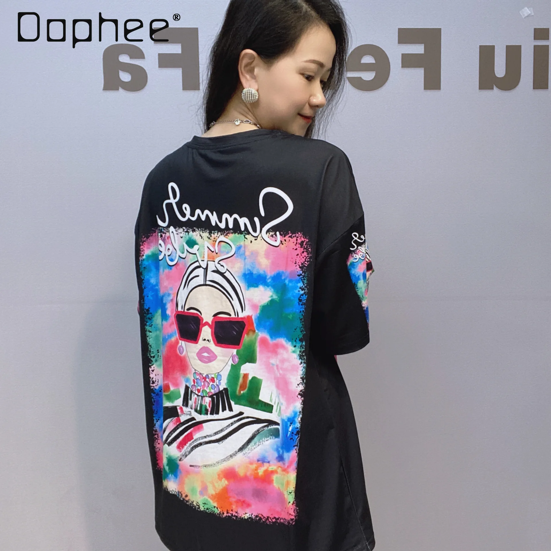 Cartoon Print T-shirt Crew Neck Loose Short-sleeved T-shirt Women's Summer New Fashion Beaded Half-sleeved Top Women's Clothing
Cartoon Print T-shirt Crew Neck Loose Short-sleeved T-shirt Women's Summer New Fashion Beaded Half-sleeved Top Women's Clothing