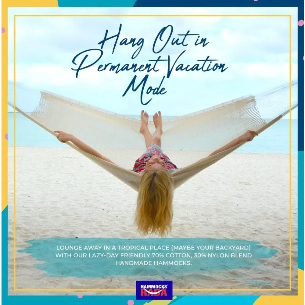 Handmade Hammocks Handmade Yucatan Hammock - Artisan Crafted in Central America - Natural, Fits Most 12.5Ft.-13Ft.Stands-Carries
Handmade Hammocks Handmade Yucatan Hammock - Artisan Crafted in Central America - Natural, Fits Most 12.5Ft.-13Ft.Stands-Carries