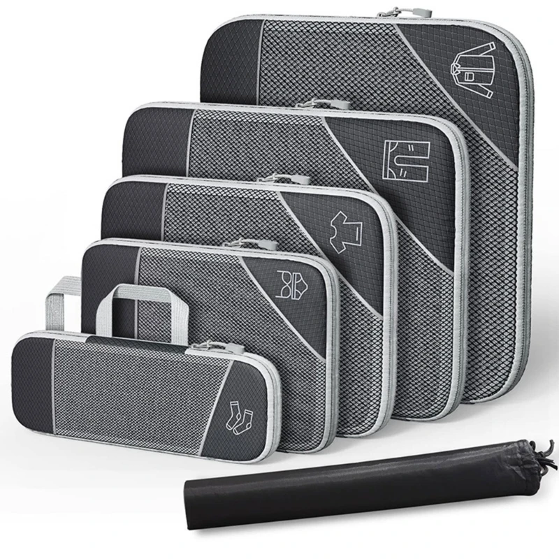 Cubes d'emballage compressés avec à chaussures, rangement bagage visuel en maille, valise légère port
Cubes d'emballage compressés avec à chaussures, rangement bagage visuel en maille, valise légère port